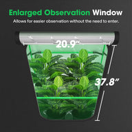 VIVOSUN grow tent with an enlarged observation window, revealing green plants. Window dimensions: 20.9