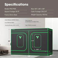 VIVOSUN PRO P105 black grow tent with green trim, displaying its 120