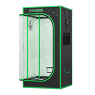 VIVOSUN Pro grow tent 2x2x4, black with green trim, open door revealing reflective interior and side vents.