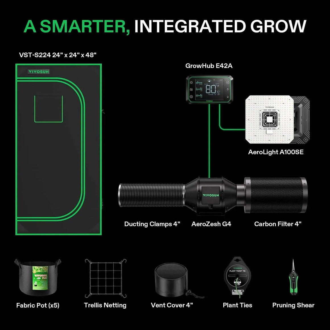 Vivosun Smart Grow Tent Kit 1 Plant | 2’ x 2’