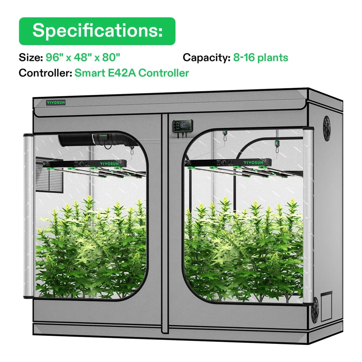 Vivosun Smart Grow Tent Kit G84 8 Plant | 4’ x 8’