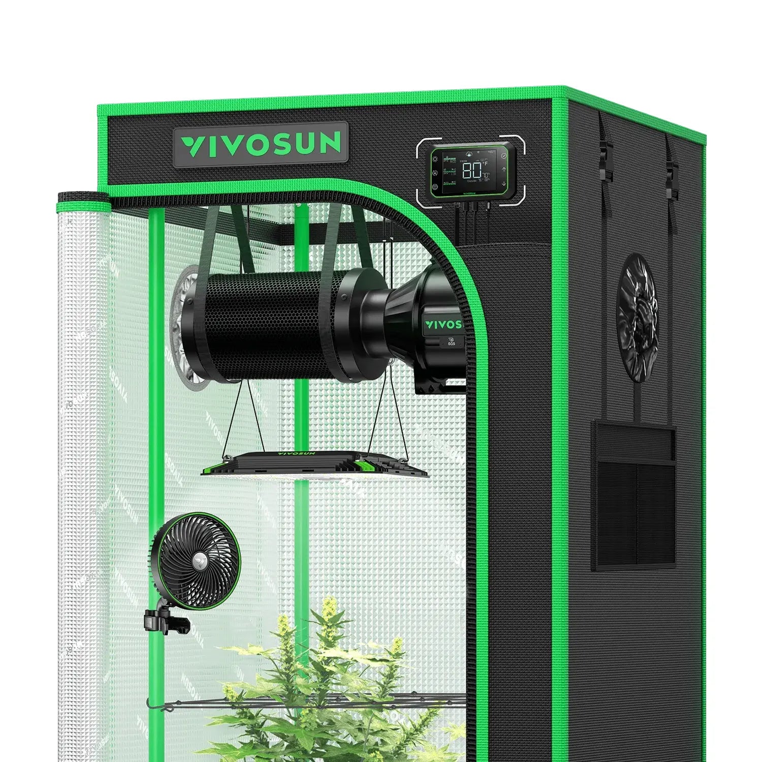 grow light for 2x2 tent 2x2 Smart Grow Tent Kit,4-Plant Kit,Full Spectrum 100W AeroLight LED Grow Light with Ventilation Combo