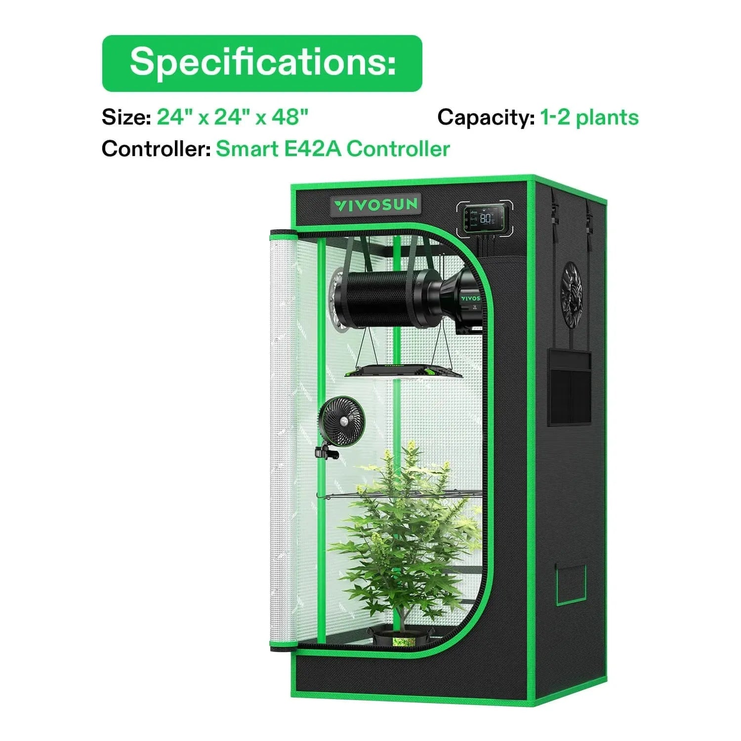1.2 x 2.4 grow tent 2x2 Smart Grow Tent Kit,4-Plant Kit,Full Spectrum 100W AeroLight LED Grow Light with Ventilation Combo