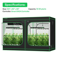VIVOSUN 120x60x80 smart grow tent kit, black with green trim, filled with vibrant green plants, fan, and lights.