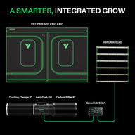 VIVOSUN Smart Grow Kit: 120x60x80 tent, 2 VSFD6500 LED lights, AeroZesh G8 exhaust fan, carbon filter, GrowHub E42A.