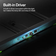 Black Vivosun LED grow light bar with translucent panel revealing glowing blue internal circuit board, knob, and ports.