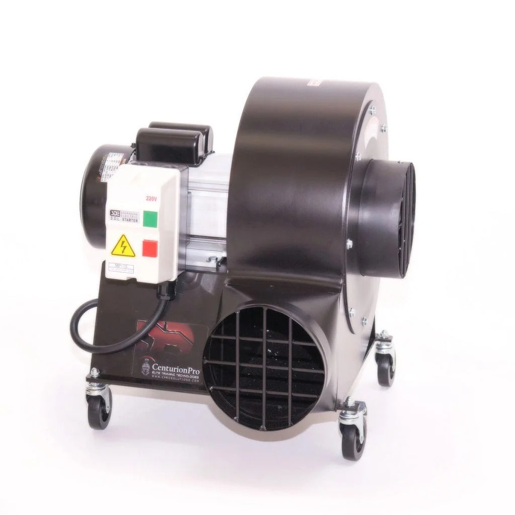 CenturionPro 4 HP Blower for CenturionPro Gladiator. Black blower on wheels with starter box.