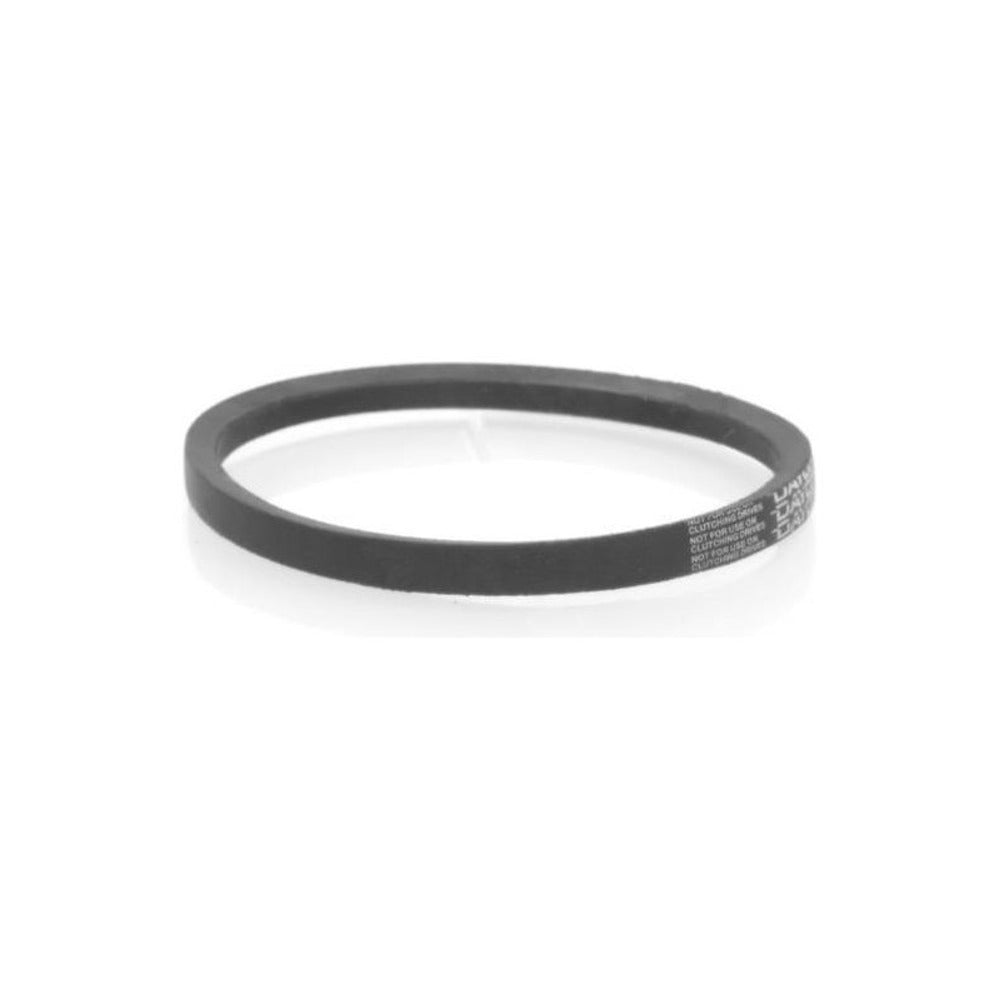 Black v-belt with white text reading "UNIVERSAL NOT FOR USE ON CLUTCHING DRIVES".