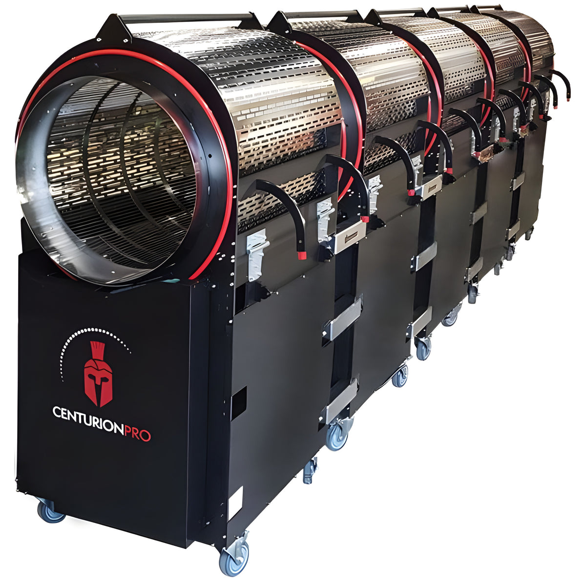 Centurion Pro XL5 commercial trimmer machine with multiple rolling drums on wheels.