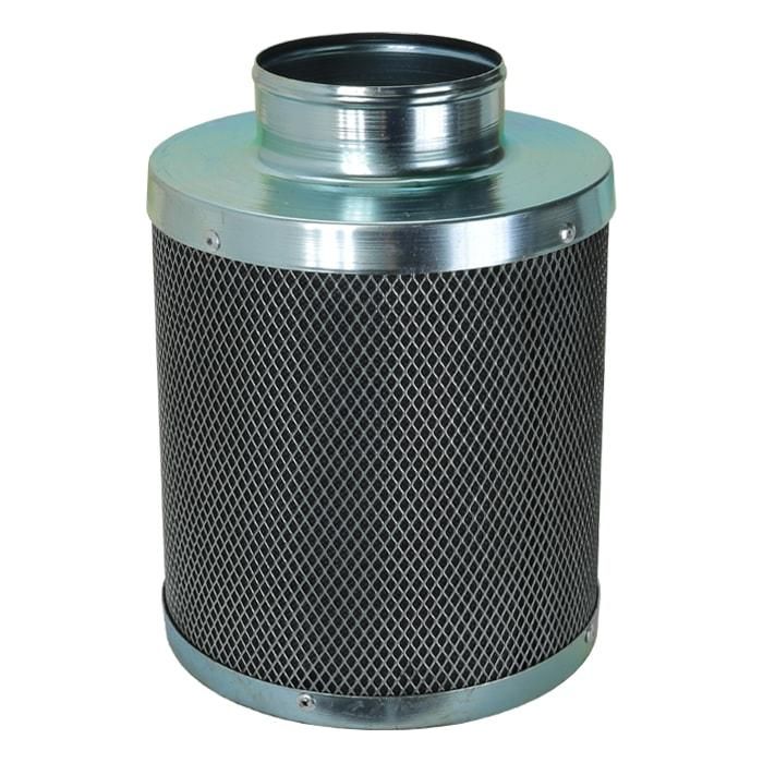 Silver mesh cylinder with metal top and bottom, featuring a circular air vent.