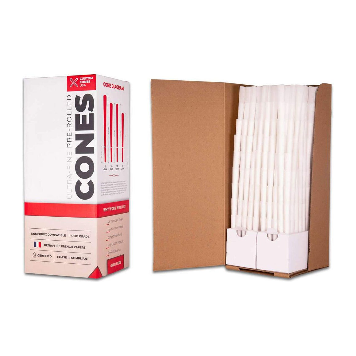 Custom Cones Custom Cones 84mm Pre-Rolled Cones - Refined White [900 Cones per Box]