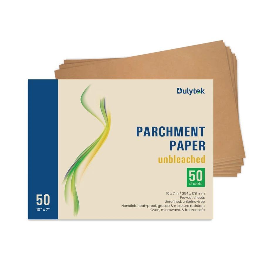 Dulytek 50-Sheet Unbleached 10&quot; X 7&quot; Pre-Cut Parchment Paper