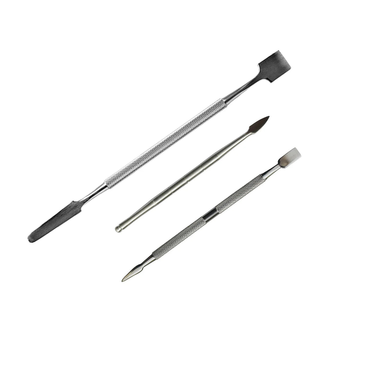 Dulytek stainless steel double-sided rosin scraper tool set.