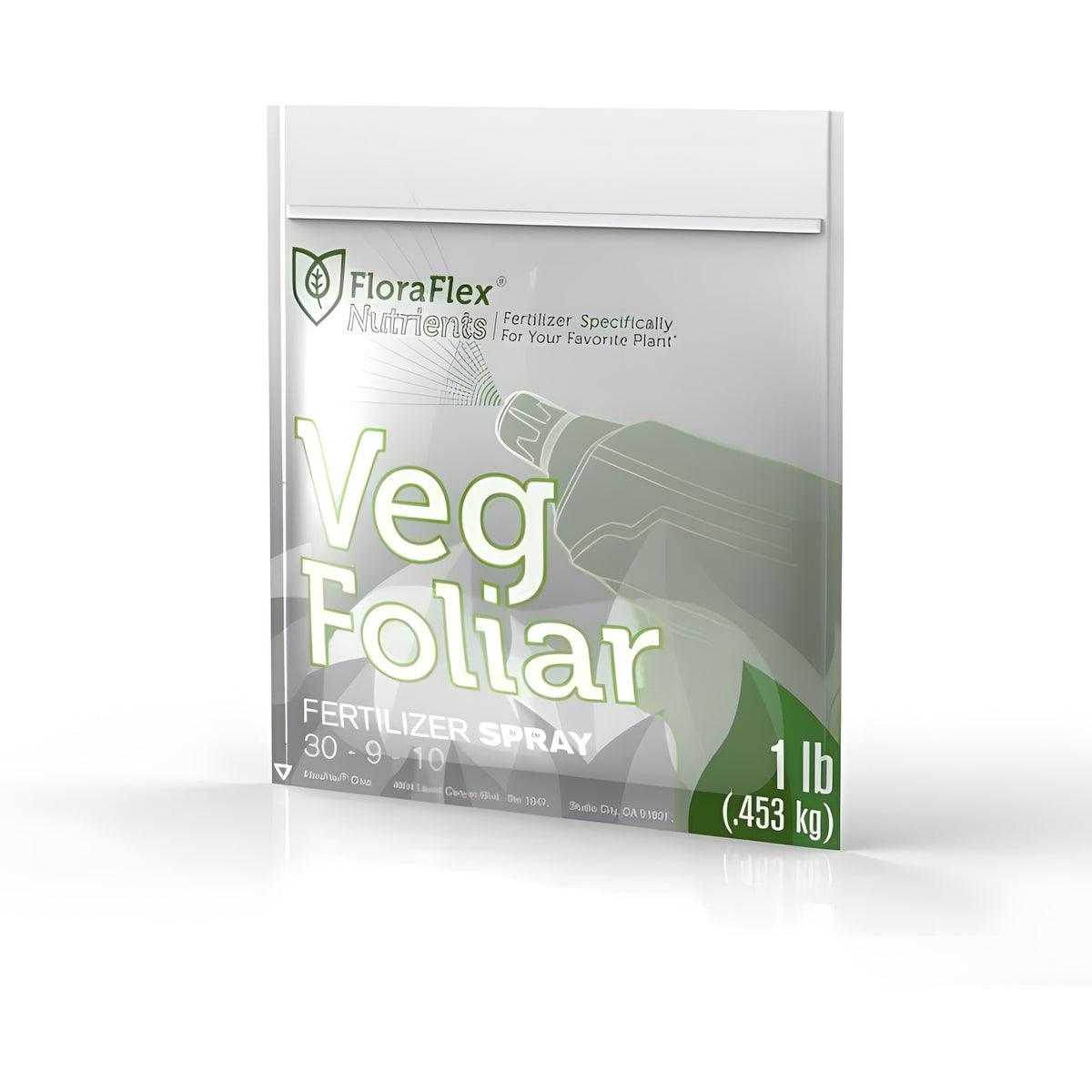 FloraFlex Veg Foliar fertilizer spray, 1 lb (.453 kg) bag with N-P-K ratio 30-9-10.