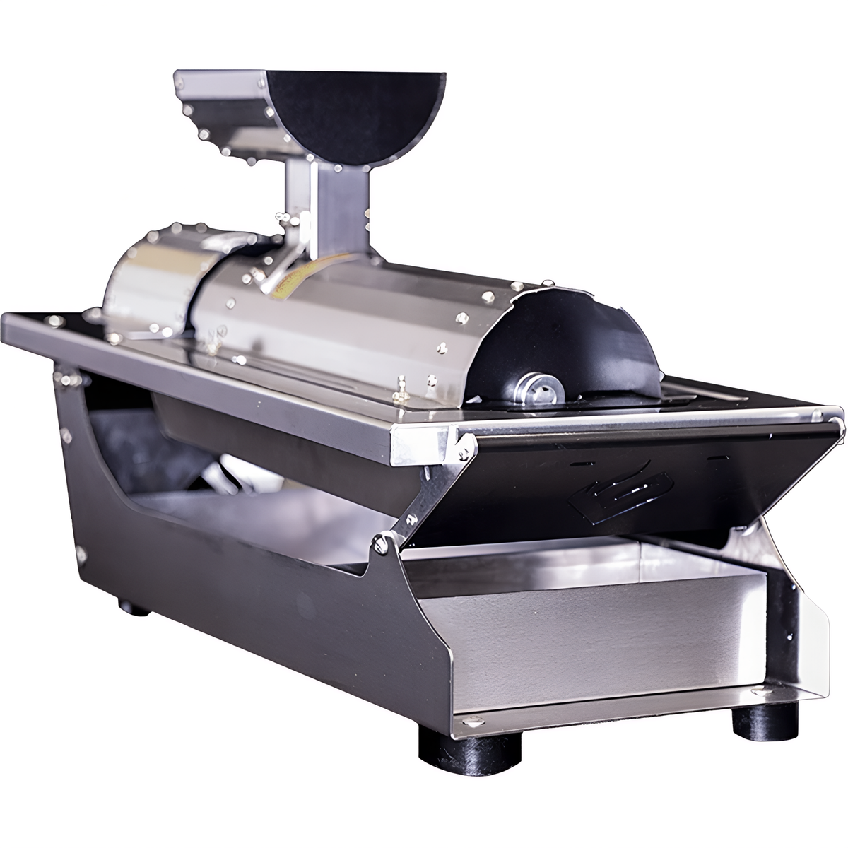 GreenBroz G-Lite Commercial Grinder Machine, stainless steel, with top hopper and collection tray.
