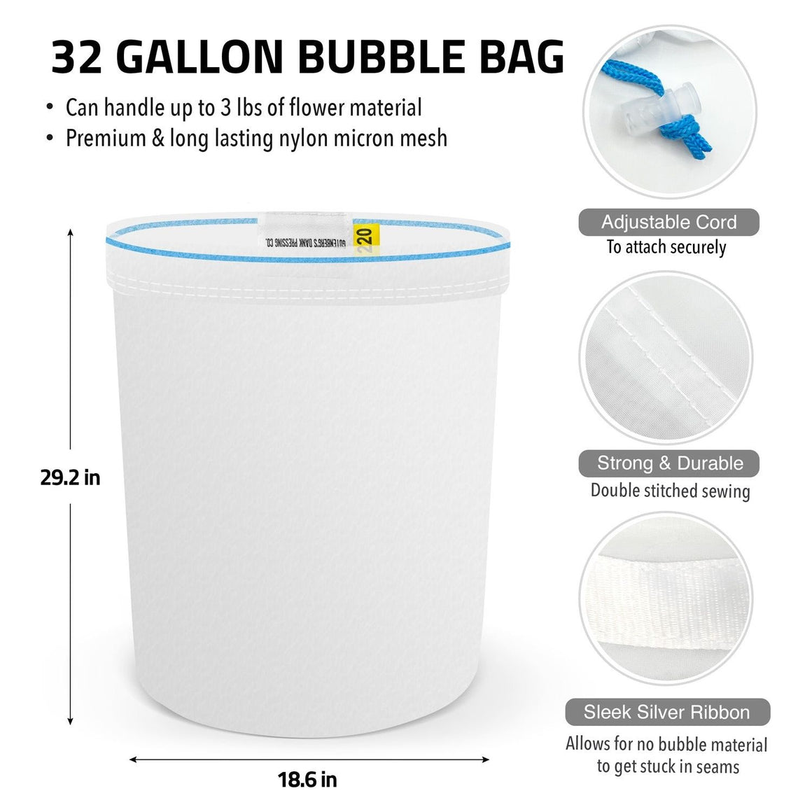 Gutenbergs Dank Pressing Co Gutenberg's Dank Pressing Co 32 Gallon All Mesh Bubble Bag Single