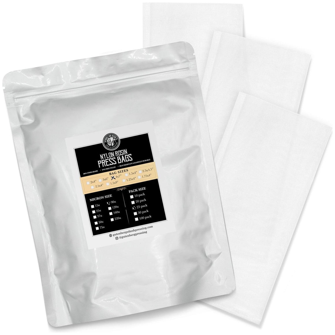 Gutenbergs Dank Pressing Co Gutenberg's Dank Pressing Co 4" x 7" Rosin Bags-25 Pack