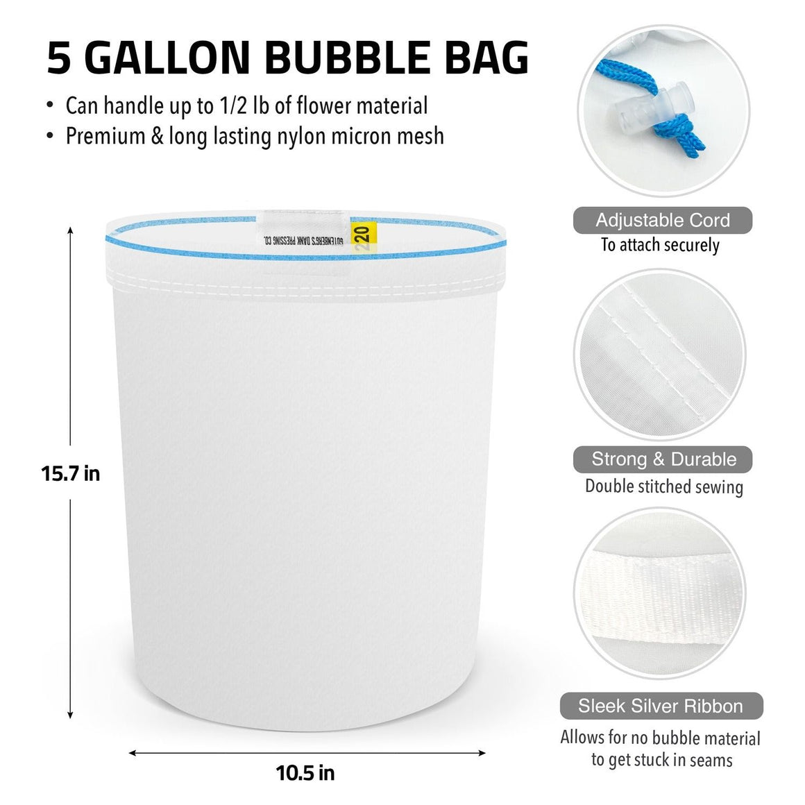 Gutenbergs Dank Pressing Co Gutenberg's Dank Pressing Co 5 Gallon All Mesh Bubble Bag Single