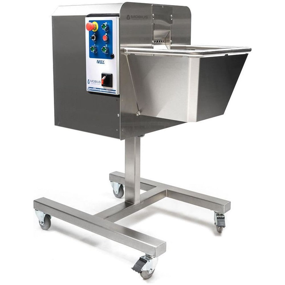 Stainless steel Mobius MBX industrial bucket, with control panel and casters.