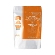 RAW Yucca Flow plant nutrient powder bag with tree and root graphic.