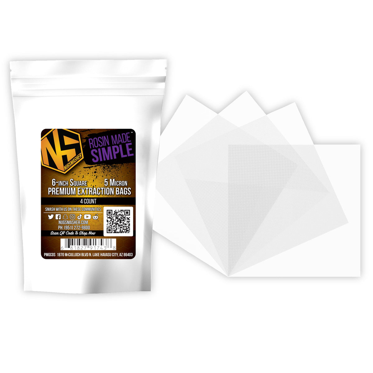NugSmasher NugSmasher 6″x6″ 4 Pack of Squares Premium Fine Food Grade Nylon Mono-filament Woven Filter Mesh