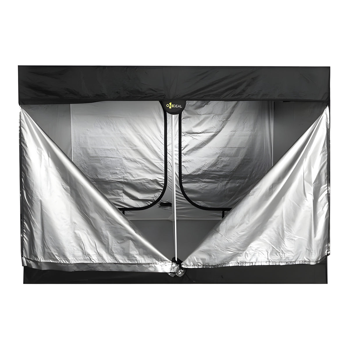 Onedeal 10x10 grow tent open with reflective interior and black exterior.