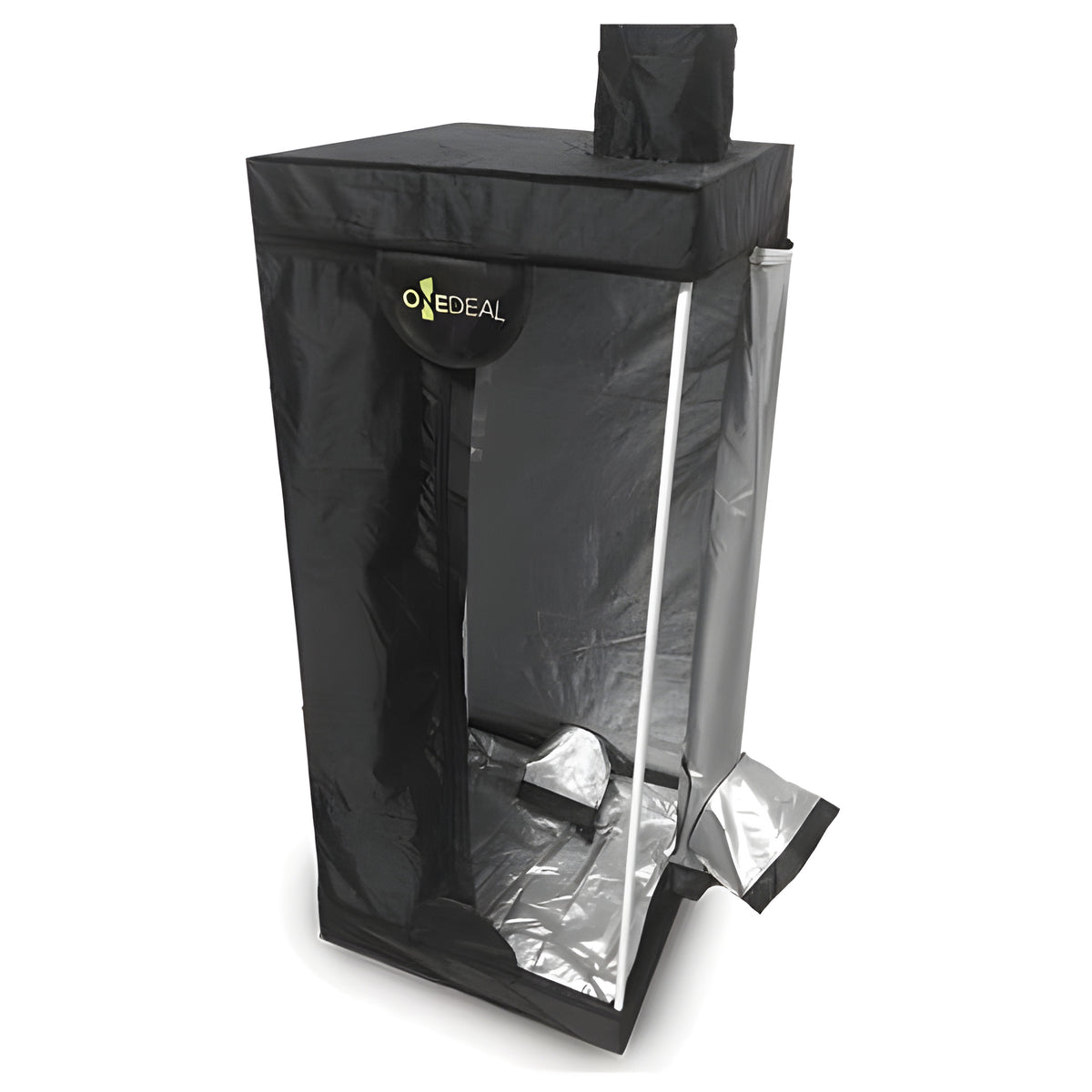 Black OneDeal 2x2 hydroponic grow tent with reflective interior and vents.