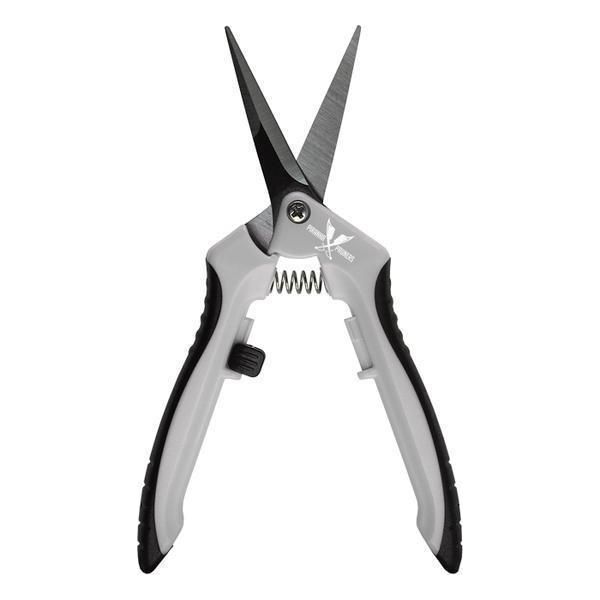 Piranha Pruner Trimming Scissors - Grey Handle & Curved Black Fluorine Blade