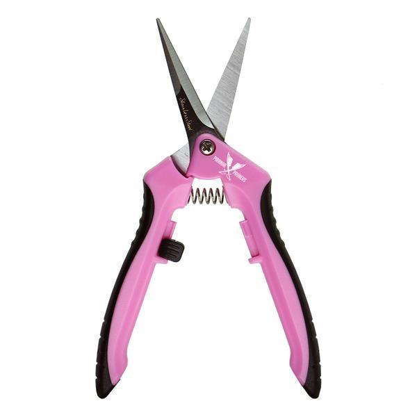 Piranha Pruner Trimming Scissors Pink Handle &amp; Curved Stainless Steel Blade