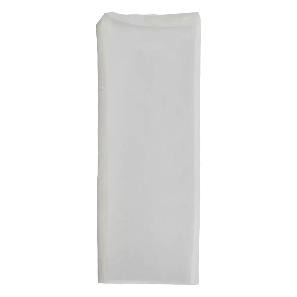 White premium filter bag, 2.5 x 6.5 inches.