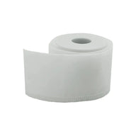 White filter tube sleeve on a roll, with a ribbed bottom edge.