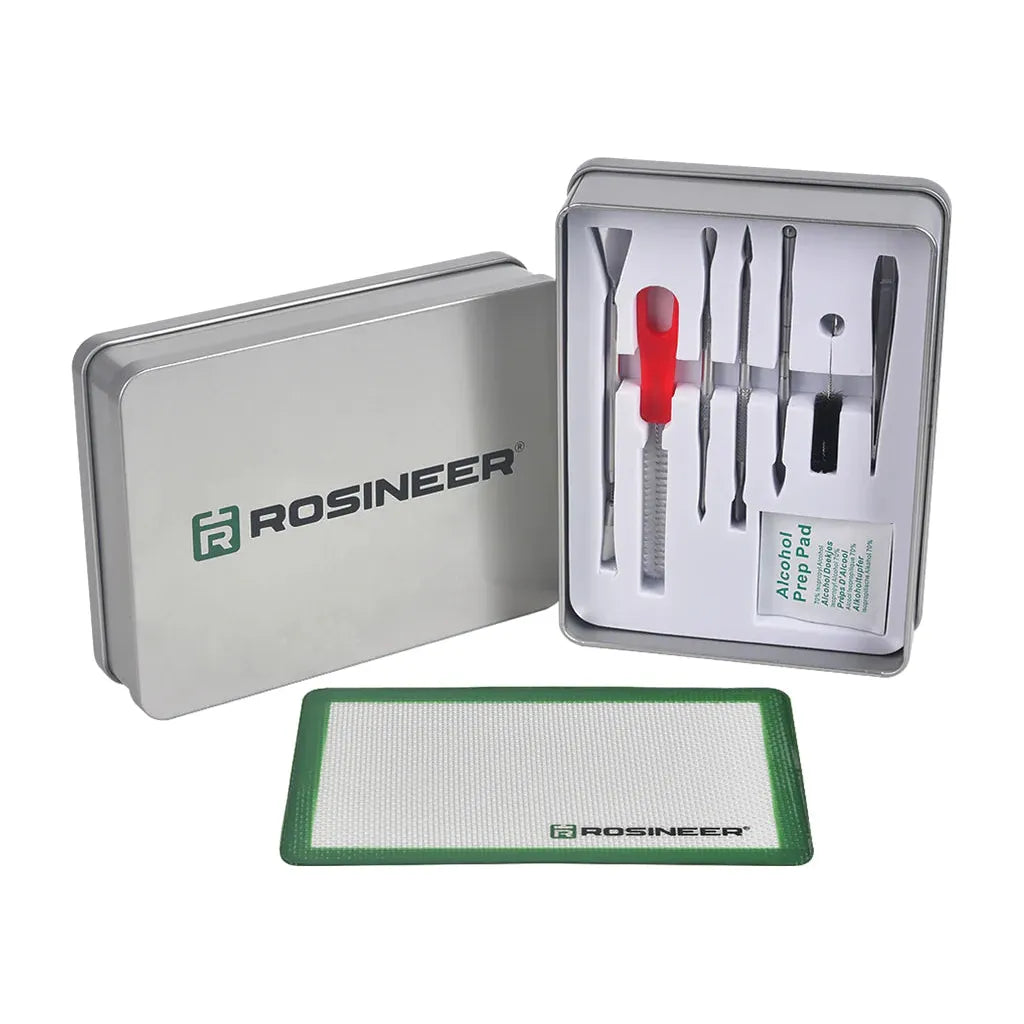 Rosineer dabbing tool kit with mat, wipes, and case.