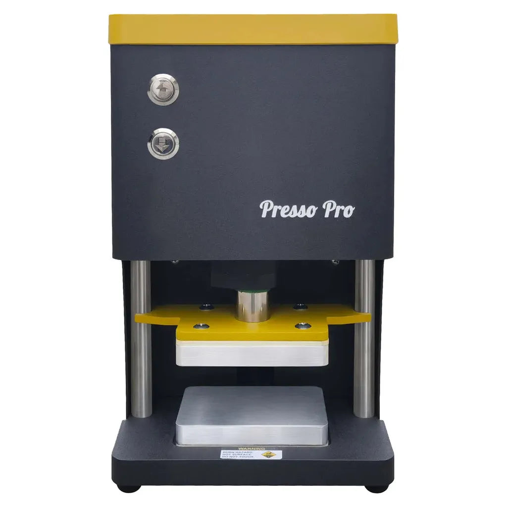 Presso Pro electrical rosin heat press machine with yellow and black accents.