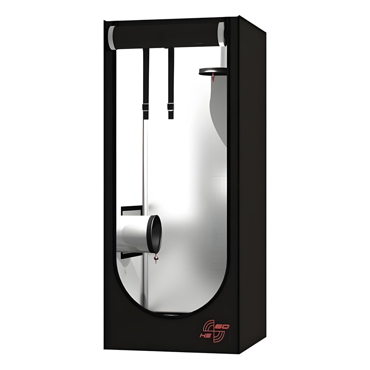 Black Secret Jardin Hydro Shoot 60 hydroponic grow tent, open front, ventilation duct.