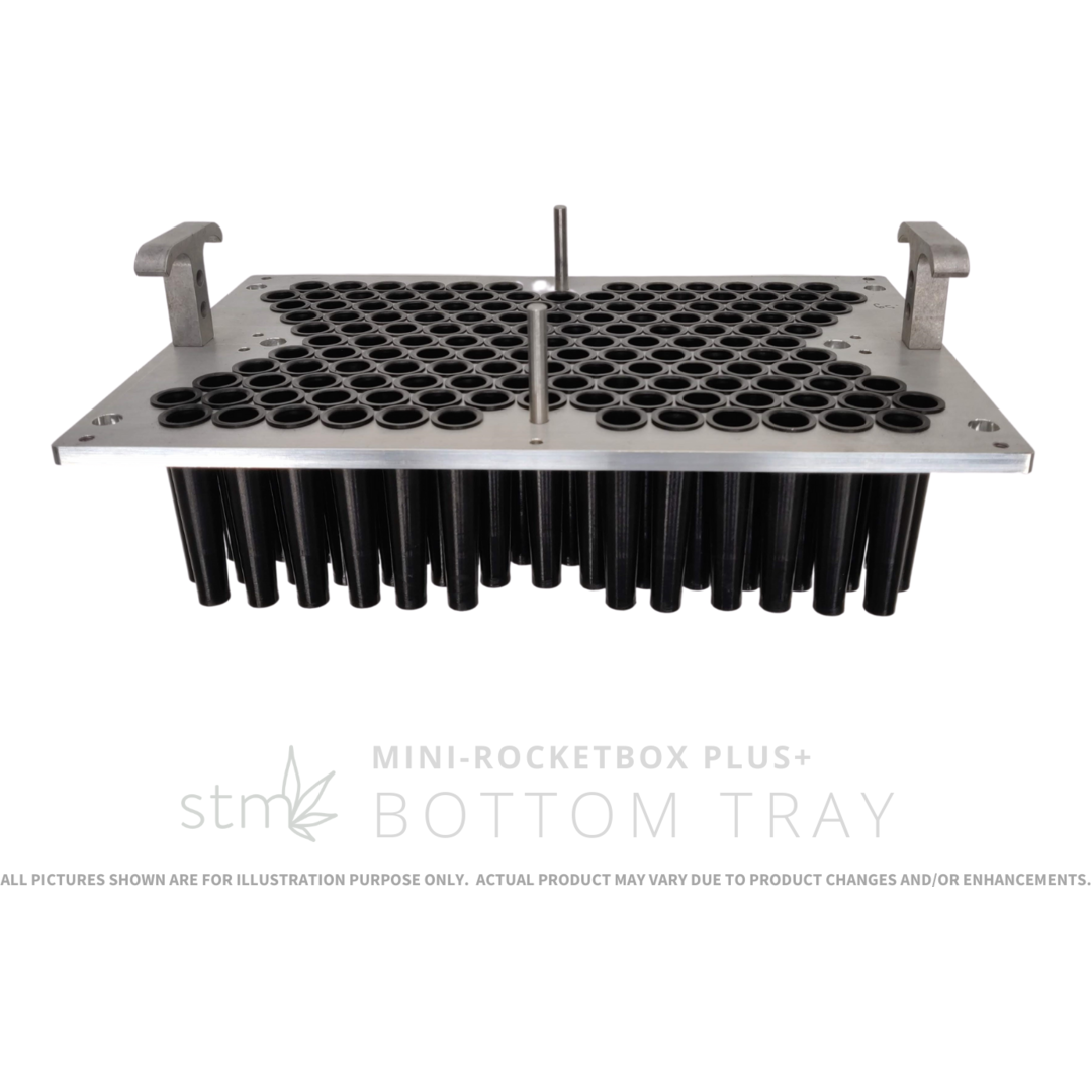 STM Canna Mini Rocketbox Plus bottom tray with many black tubes on a white background.