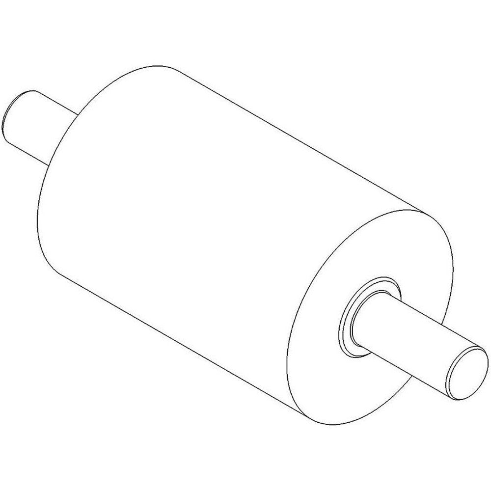 This is a black and white line drawing of a cylindrical roller with shafts extending from both ends.