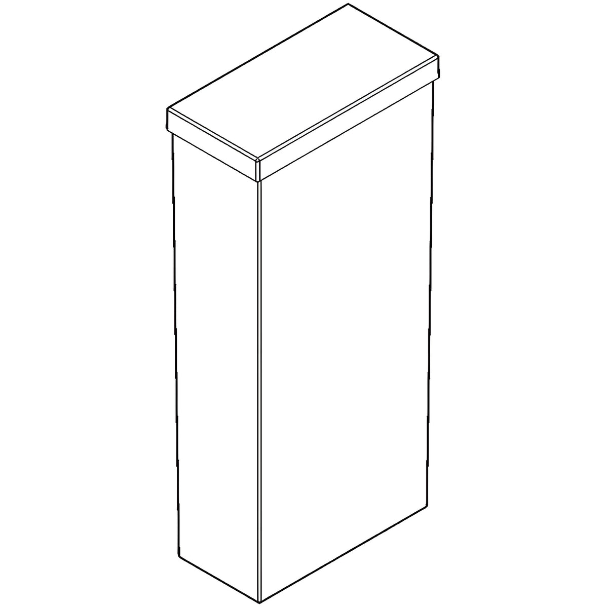 Isometric line drawing of a narrow, rectangular pedestal with a flat top.
