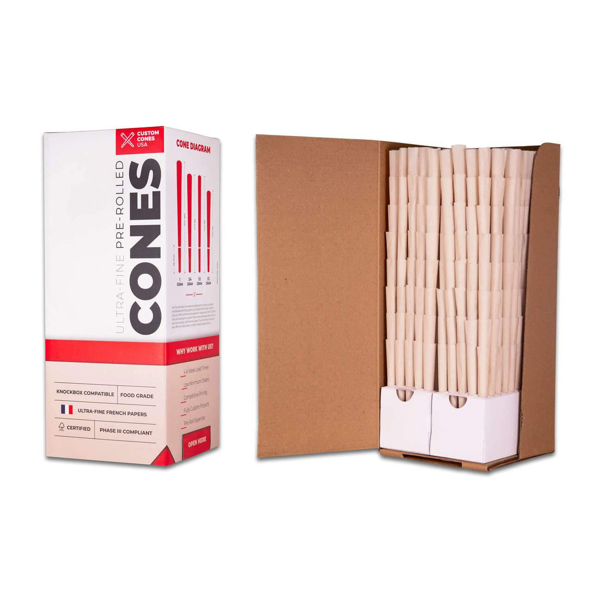 Custom Cones 109mm Pre-Rolled Cones - 100% Organic Hemp Paper [800 Cones per Box]