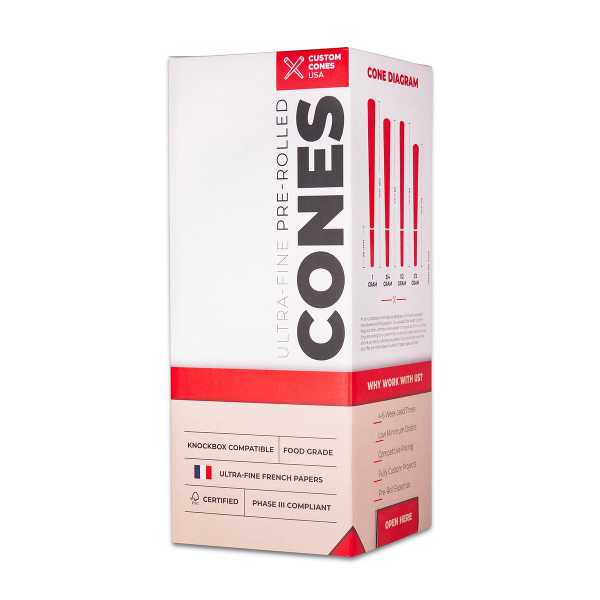 Custom Cones 109mm Pre-Rolled Cones - 100% Organic Hemp Paper [800 Cones per Box]