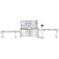 Commercial hemp and cannabis trimming machine with conveyor belts and control panel.