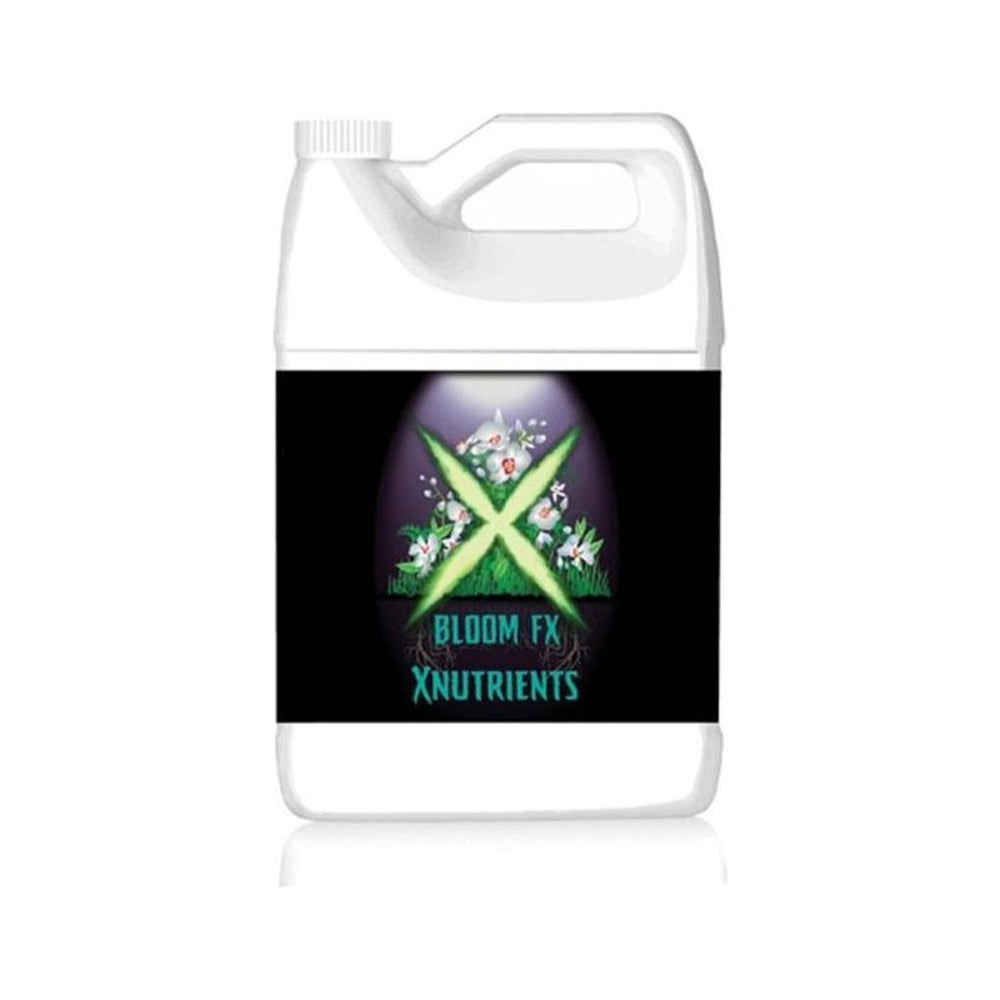 X Nutrients Bloom FX bud enhancer in a white jug with a black label.